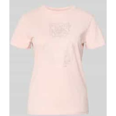 T-shirt met siersteentjes en ronde hals