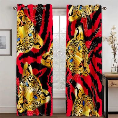 3D Modern Luxe Zwart Goud Klassiek Patroon Merk LOGO Dunne Verduistering 2 Panelen Gordijn Voor Slaapkamer Woonkamer Huis Haak Decor W50xH130(CM)x2PCS-Grommet Top