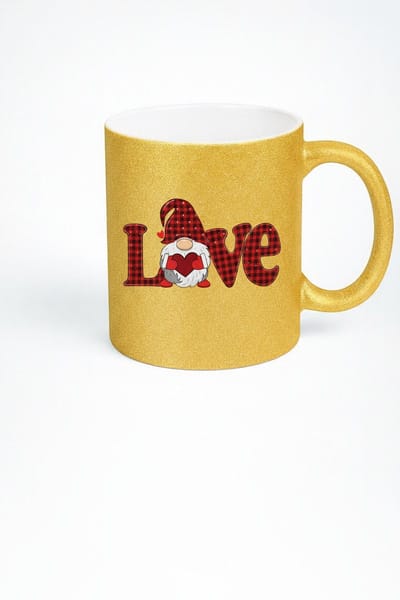 Gouden Glitter Valentijn Mok Liefde Kabouter Plaid Design