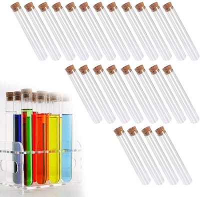 Allecto - Reageerbuisjes - 24-delige set - Transparant hard plastic - Voor feestcadeaus - Geschikt voor bruiloften - Inclusief kurk