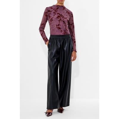 French Connection Tasher Wide Leg Pu Trouser Black Maat: S | Leren broeken Outlet | Dames | Zwart