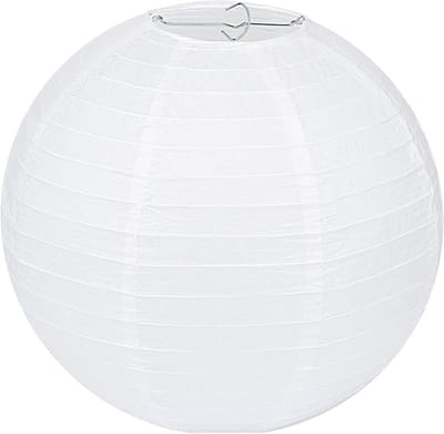 Ronde Witte Papieren Lampion in Klassieke Bamboestijl - Ribbel Lampshade voor Feest, Tuin en Bruiloft Decoratie (20cm)