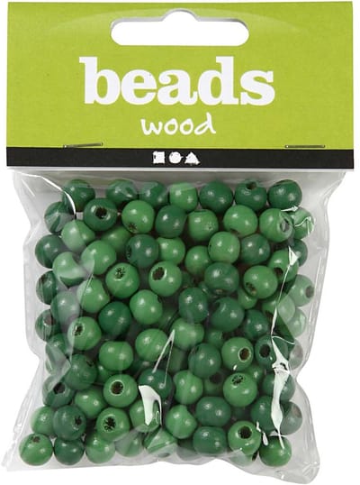 Houten Kralen, d 10 mm, gatgrootte 3 mm, ca. 70 stuk, groen, 20 gr/ 1 doos