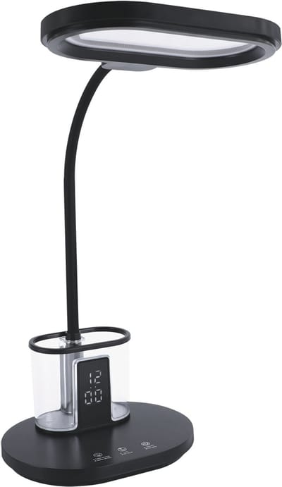 ELIPSO - LED Bureaulamp - Tafelverlichting - 12w - Aanpasbare Kleur CCT - 980 Lumen - Rond - touch dimmer - Aluminium - Zwart
