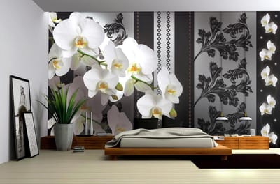 Flowers Floral Orchids Pattern Photo Wallcovering