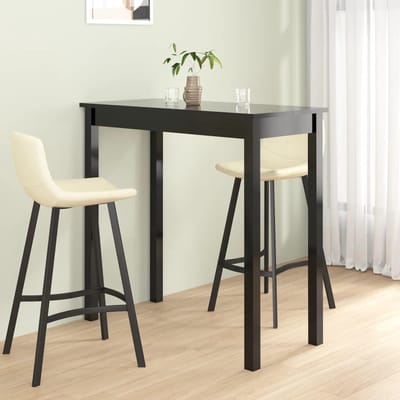Hoge Keukentafel - Statafel Eettafel - Kleine Ruimtes - Onderhoudsvriendelijk Blad - 115x55x107 cm - Zwart