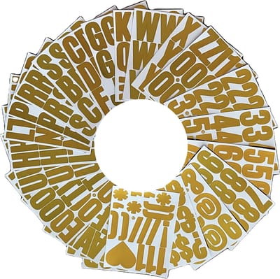Afecto- set plakletters goud - 318 stuks letters, nummers, symbolen - hoogte 5,5 cm - plakken maar!