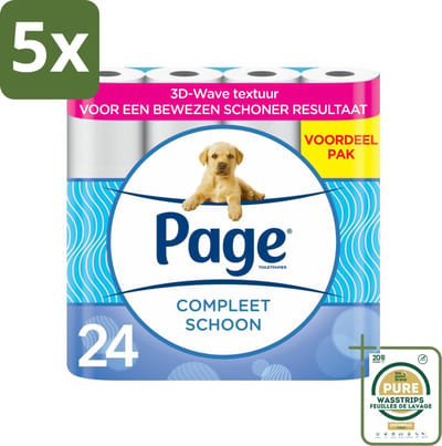 5 x Page Toiletpapier Compleet Schoon 2-laags 24 stuks per verpakking - Grootverpakking - Toiletpapier - 2-laags Toiletpapier - 3D Wave™ - Katoen - Hygiëne