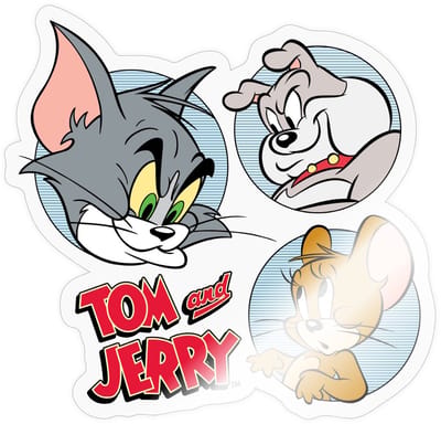 Tom En Jerry Met Hond Spike Sticker maat S (10 x 10 cm)