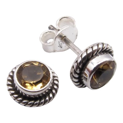 Natuursieraad - 925 sterling zilver citrien oorknoppen - luxe edelsteen sieraad - handgemaakt