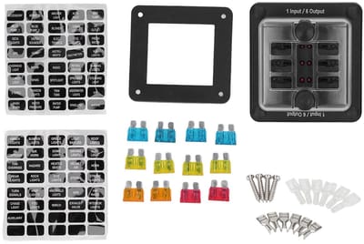 Dailygoods - 6 Way Block Blade Block - Waterdicht - LED-waarschuwingsindicator - Zekeringenhouder - Geschikt voor Auto en Marine - 10 x 10 x 7 cm