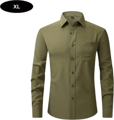Bovista Overhemd Heren - Volwassenen - Lange Mouwen - Strijkvrij - Lange Mouw - Olijf - Maat XL