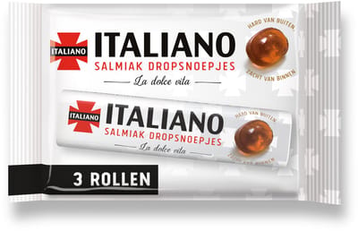 Italiano Salmiak Dropsnoepjes - 99 gram - 24 x 3 rollen