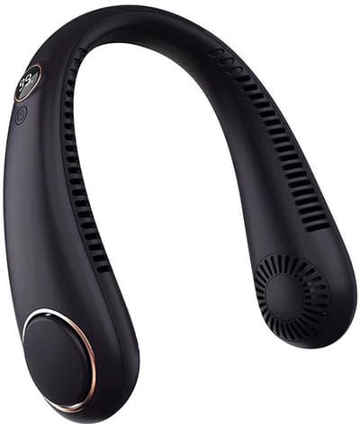 Bladeless Nek Ventilator - Draagbare Nek Ventilator - 5 Standen - Met Display - Oplaadbaar - Nekventilator Bladloos - Hand Ventilator - Gezichtsventilator - Neck Fan - Opvliegers Mini Ventilator USB Halsventilator - Draagbare Ventilator - Blauw