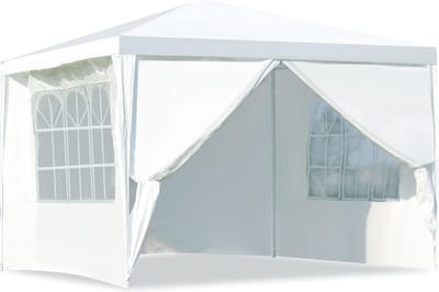 3 x 3 m paviljoen met 4 uitneembare zijwanden en ramen, tuinpaviljoen, tuintent, feesttent voor tuin, feest, festival, bruiloft