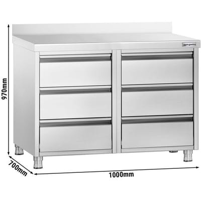 GGM Gastro Schubladenschrank PREMIUM mit 6 Schubladen & Aufkantung - 1000x700mm Zilver