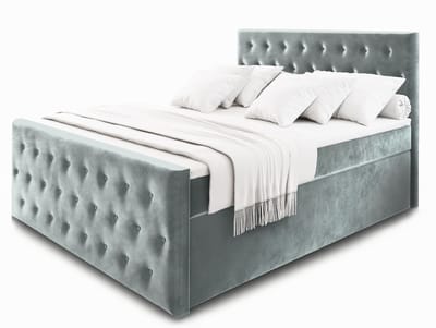 Boxspring FONDI 180x200 cm met matras en topper, bedkasten - Lichtgrijs