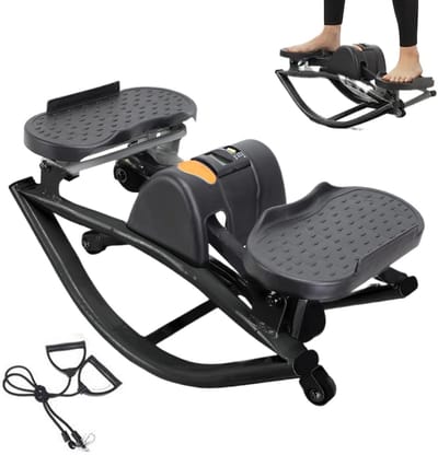 Stepper Trainingsmachine - Benen Billen Trainer - Thuis Fitness - Ruisvrij Hydraulisch Systeem - 50x25x25 cm - Zwart