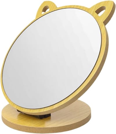 Creatieve Kat Oor Make-up Spiegel met Verstelbare Hoek, Staande Tafelspiegel voor Badkamer, Slaapkamer en Kantoor, Stijlvol en Functioneel Accessoire