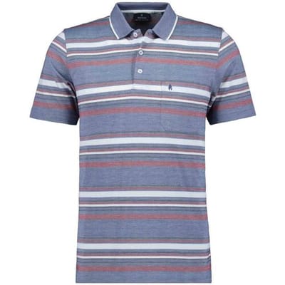 Ragman Polo Soft Knit Multi Stripe Dove-Red / male