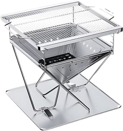 Opvouwbare Grill - Voor Kamperen & Buiten koken - Camping - Vuurplaatsgrill - Houtgestookt & Draagbaar Met Draagtas - RVS