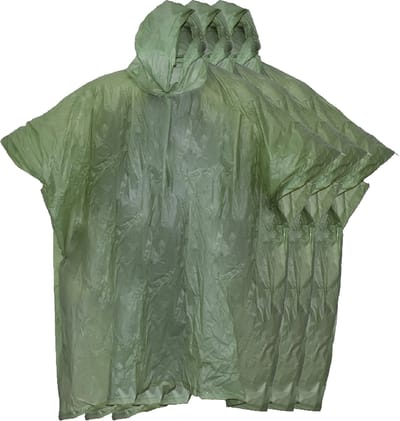 Benson Regenponcho met capuchon - 4x - groen - herbruikbaar - PVC