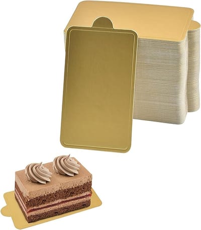 ByShane - Rechthoekige Taartschotel Goud 10 x 6 cm - 100 Stuks - Voor Bruiloft en Verjaardagviering