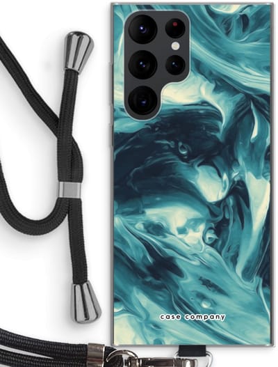 Case Company® - Hoesje met koord geschikt voor Samsung Galaxy S22 Ultra hoesje met Koord - Dreaming About Whales - Telefoonhoesje met Zwart Koord - Bescherming aan alle Kanten en Over de Schermrand