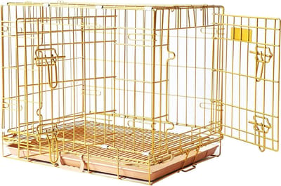 Hondenkrat - Hondenbench - Veilig Transport - Dubbele Deuren - 24 inch - Goudkleurig
