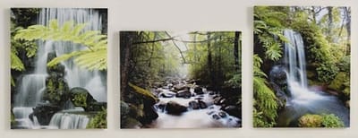 Schilderij Waterval – 3-delige Canvas Wanddecoratie – Natuur & Rust