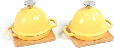 Gietijzeren Broodpot - Broodbakvorm Gietijzeren Pan - Brood Bakken - Geëmailleerde Gietijzer - 13 cm Diameter - Geel