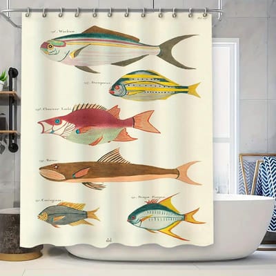 Vintage Vis Schildering Douchegordijn 180*240cm Waterbestendig Stof voor Badkamer Decoratieve Huisbenodigdheden in Verschillende Kleuren 90x180cm brown