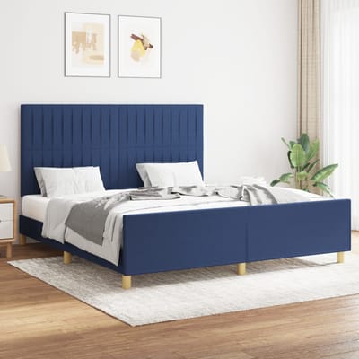 vidaXL - Bedframe - zonder - matras - stof - blauw - 160x200 - cm