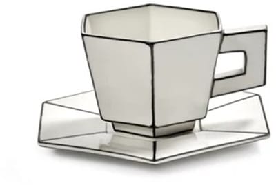 Serax Annebet Philips Carte Blanche cappuccino kop + schotel 220ml wit / zwart (set van 2)