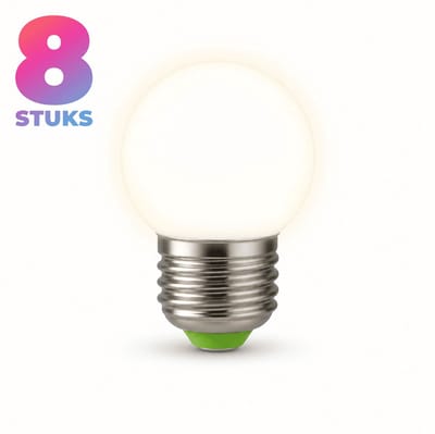 8x Globe G45 Spaarlamp E27 - 5W - Warm Wit Licht (2700K) - 800 lm - 10 jaar - Niet Dimbaar - Bespaar op energiekosten