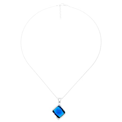 Orphelia ZH-7208 - CHAIN WITH PENDANT BLUE SQUARE STONE ZIRCONIUM - 925 silver - cubic zirkonia - 45 cm