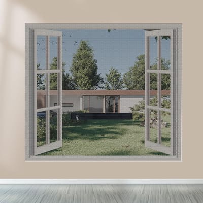 1 stuks raaminsectenscherm klamboe met ritssluiting | 1 rollen zelfklevende tapes | gemakkelijke toegang tot open en sluiten ramen | 150 x 180 CM | zwart