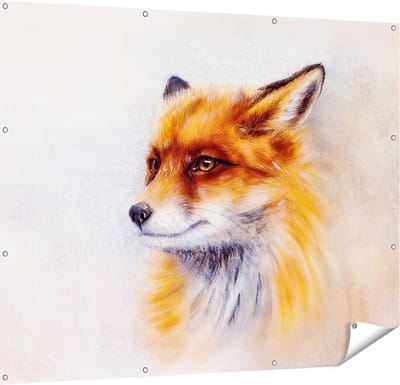 Gards Tuinposter Vos op Aquarel Getekend - Abstract - 150x120 cm - Tuindoek - Tuindecoratie - Wanddecoratie buiten - Tuinschilderij