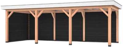 Douglas overkapping, 750 x 300, met achterwand en zijwand, Westwood Holland Basic