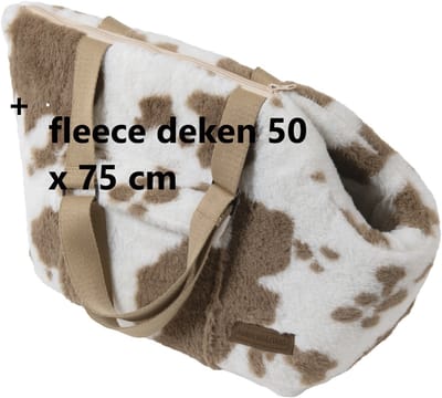 animal boulevard draagtas honden XS 41 x 27 x 29 cm cow plush + fleece deken trixie 75 x 50 wasbaar 60°C wit beige