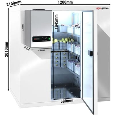GGM Gastro Kühlzelle - 1200x2100mm - 3,7m³ - inkl. Kühlaggregat Wit / Zilver