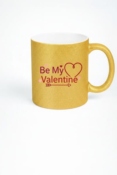 Be My Valentine' Gouden Glitter Mok - Romantisch Valentijn Cadeau Liefdesbeker