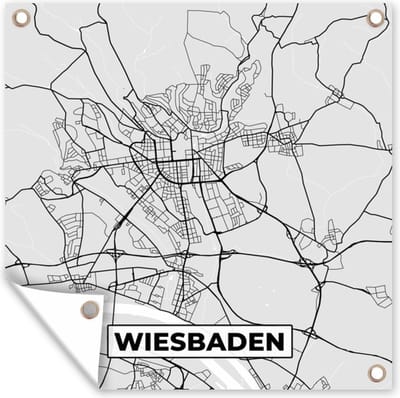Tuin poster Kaart - Stadskaart - Duitsland - Wiesbaden - Plattegrond - 200x200 cm - Tuindoek