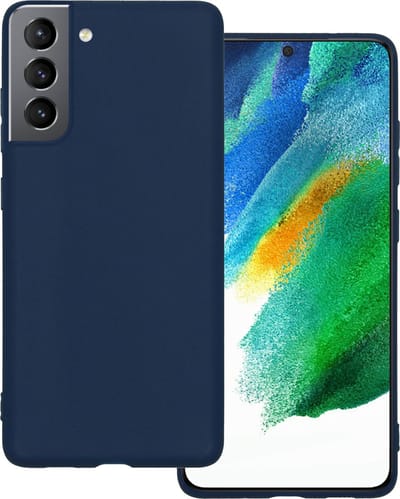 Hoesje Geschikt voor Samsung Galaxy S21 FE - Sterk & Shockproof - Hoes Cover - Siliconen Case - Donkerblauw
