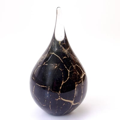 Loranto - Mini Urn Zwarte Druppel - Glasurn - Crematie Urn voor thuis