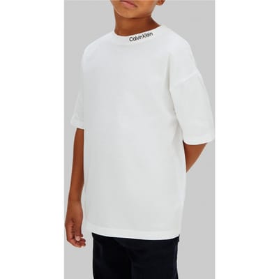 Calvin Klein Unisex Logo Embroidery Ss T-shirt White Taglia: 4 | T-shirt Outlet | kids | Bianco
