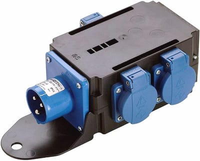 Stroomverdeler IP44 voor bouwplaats en camping - 230V/16A, 1,5 meter