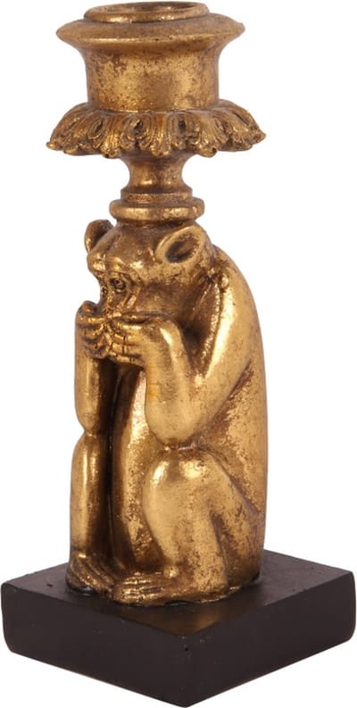 Baroque - Kandelaar - Kandelaar Aap 15 cm - Goud - Resin - 15x6x6 - Polyresin