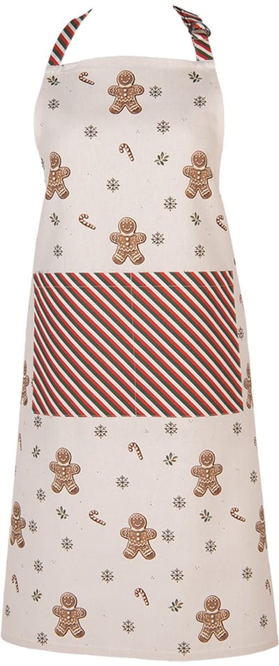 Clayre & Eef Keukenschort 70x85 cm Beige Katoen Gingerbread man