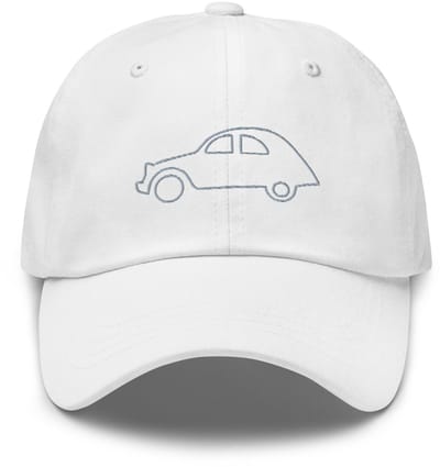 De2pktjes - Geborduurde Citroën 2cv pet lijntekening - Wit